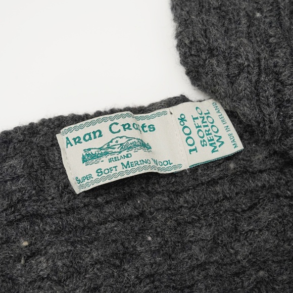 Aran Crafts Merino Wool Cable Knit Scarf Gray Unisex 9x50 Ireland - Picture 4 of 6